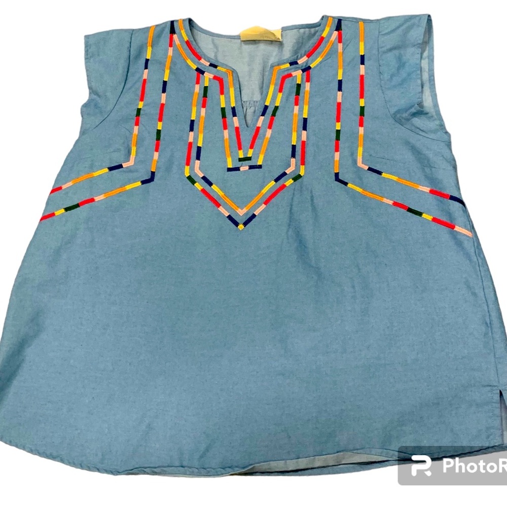 Savanna Jane Large Blue linen Boho style top